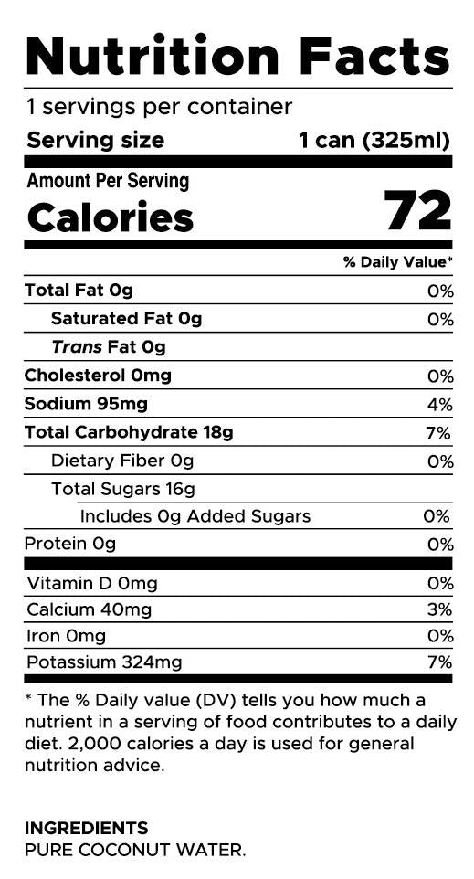 Perfect Coconut Water Ingredients Nutrition Facts