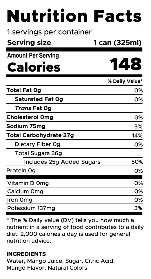 Perfect Mango Juice Ingredients Nutrition Facts