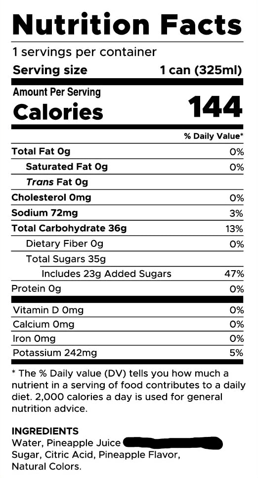 Perfect Pineapple With Pulp Ingredients Nutrition Facts